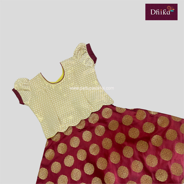 Maroon and Cream Brocade Skirt and Top
