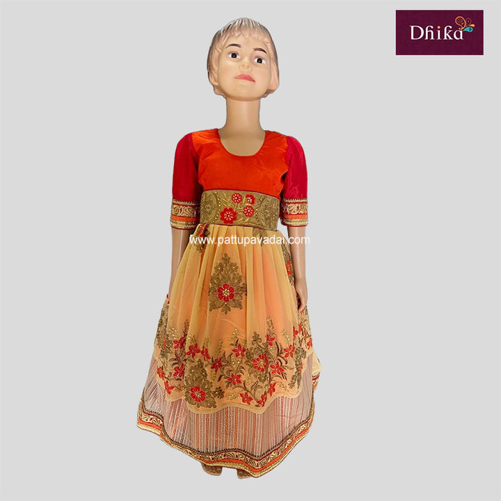 Cream and Orange Party Wear Long Gown – Elegant & Stylish Long Gown