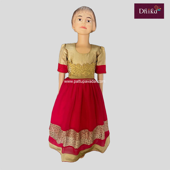 Golden and Maroon Party Wear Long Gown – Elegant Festive Long Gown