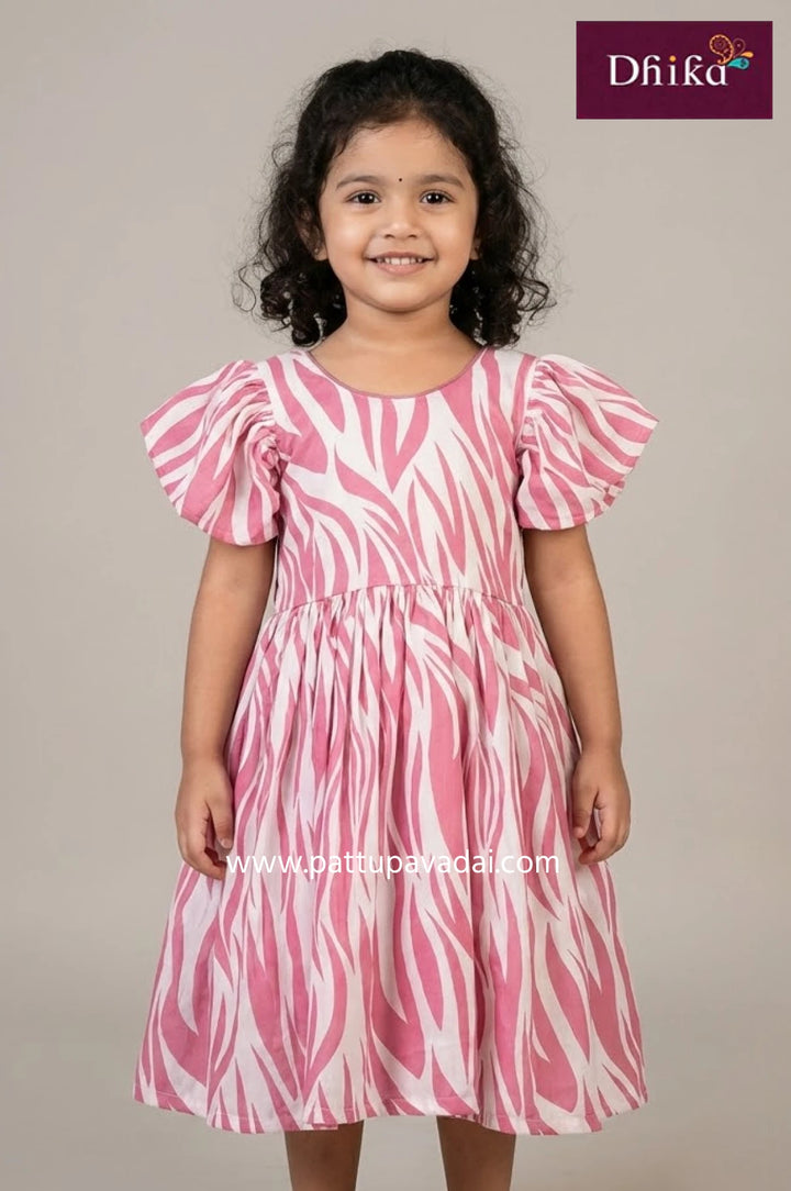 baby pink soft georgette frock for kids comfortable party wear