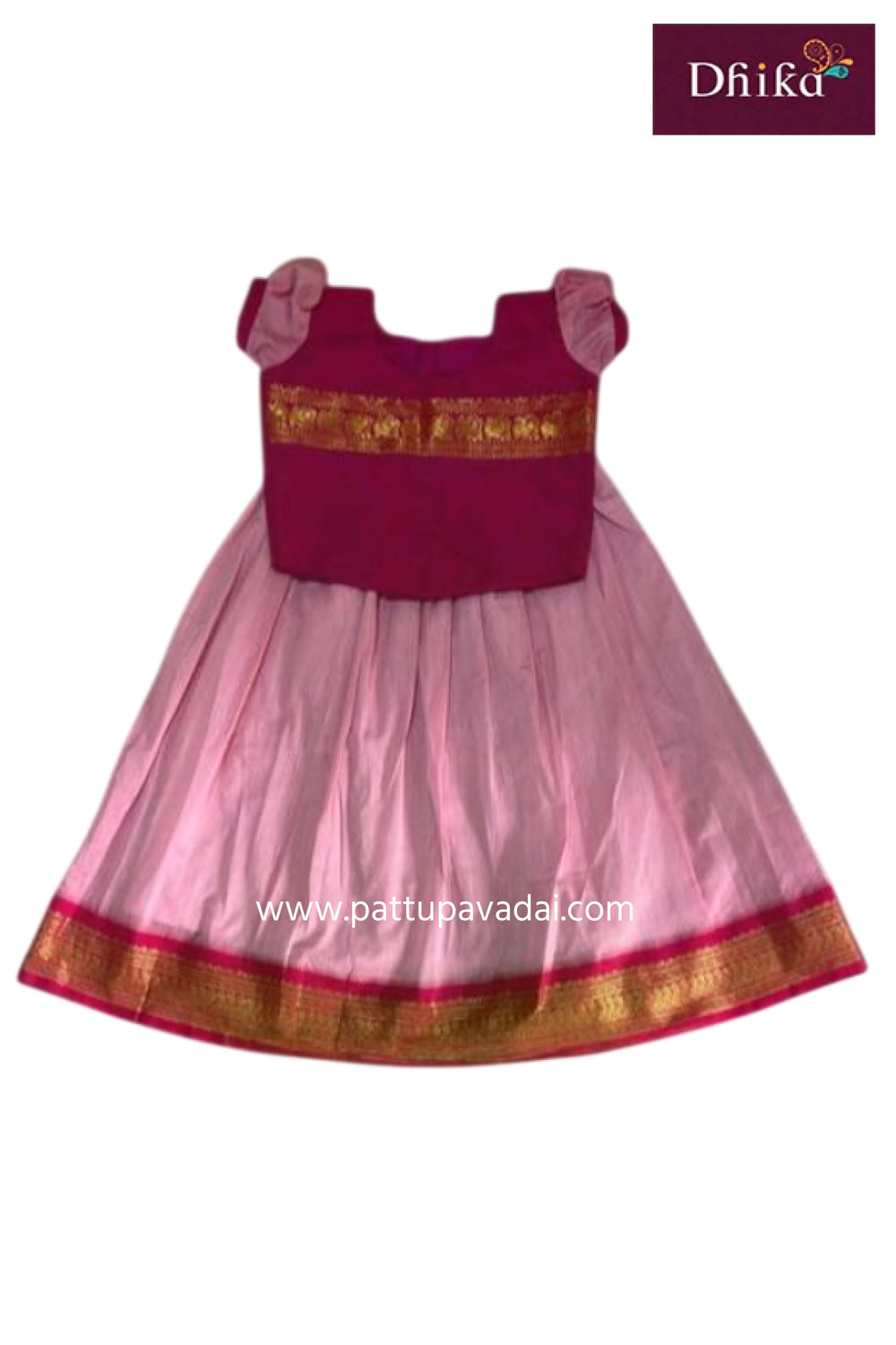 kids baby pink dark pink cotton pavadai girls ethnic wear online