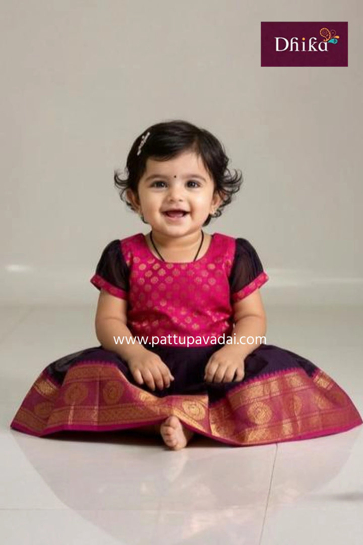 Brown & Pink Cotton Frock for Kids 6M–5Y | Everyday Casual & Party Wear Dress