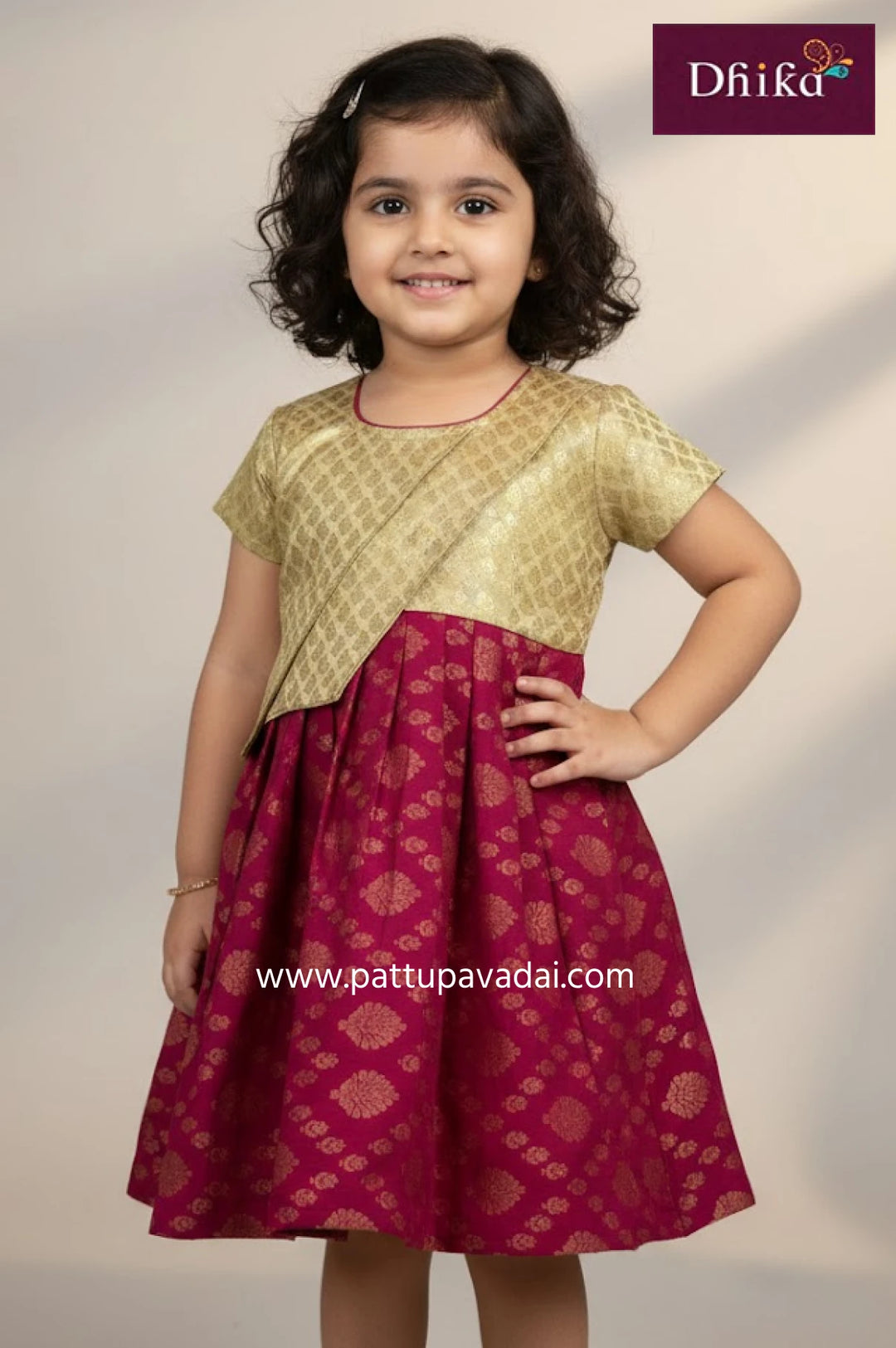 cream and pink cotton frock for kids comfortable everyday wear