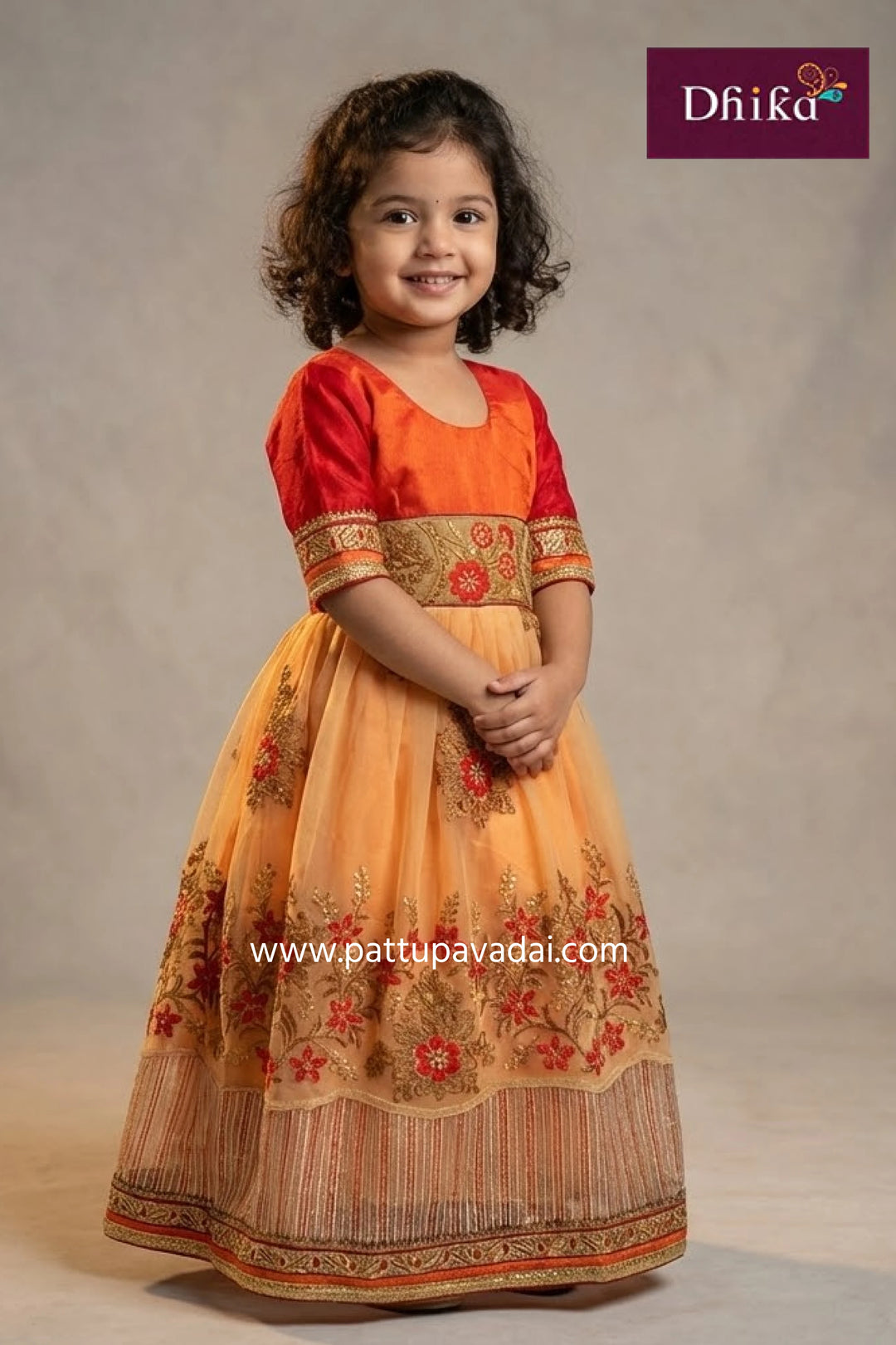 cream and orange party wear long gown elegant long gown with premium fabric and stylish design