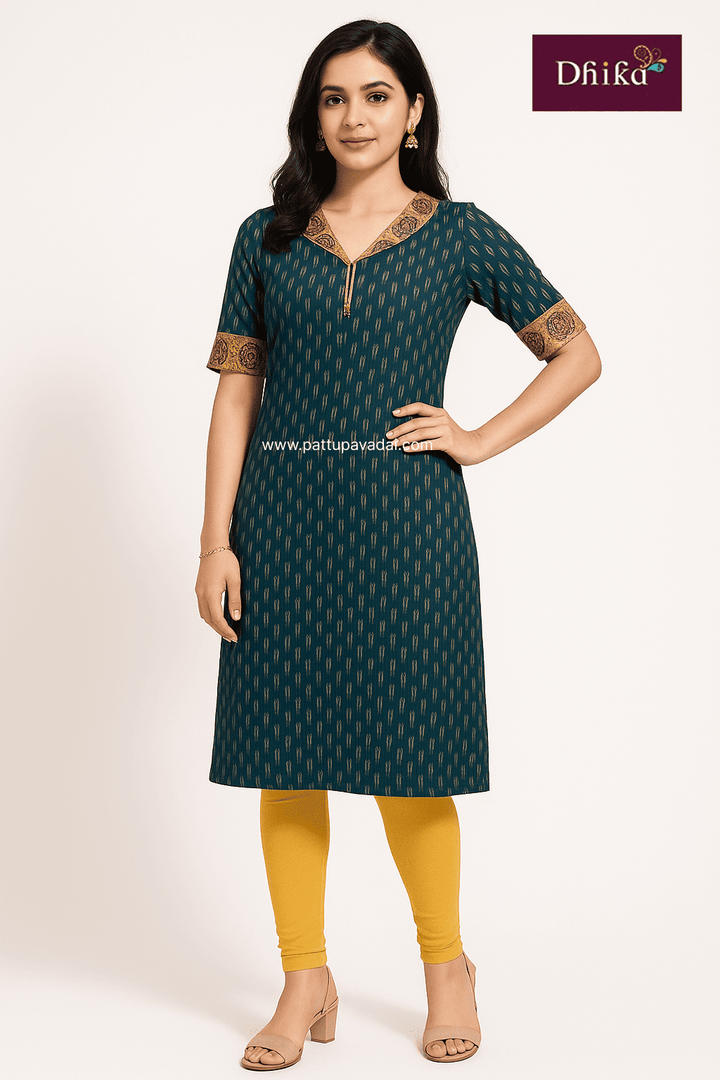 Dark Green Ikkat Kurti