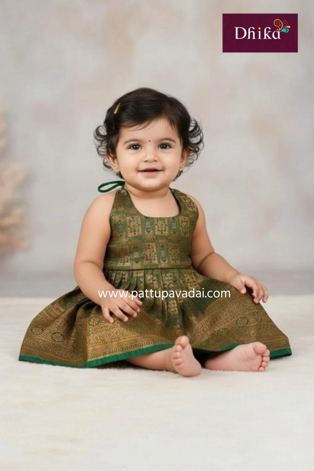 Golden_GreenSilkFrockforGirls_PremiumFestive_PartyWearDress