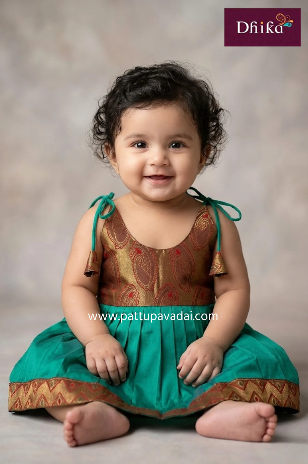 green and maroon silk frock for kids elegant festive wear