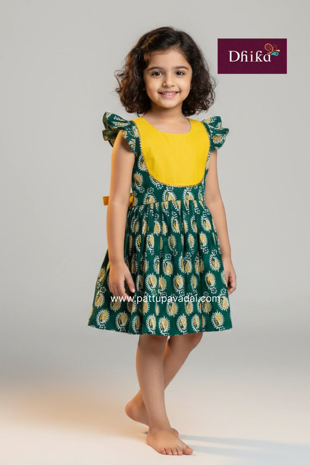 Green Soft Cotton Frock for Girls | Kids Casual & Festive Wear