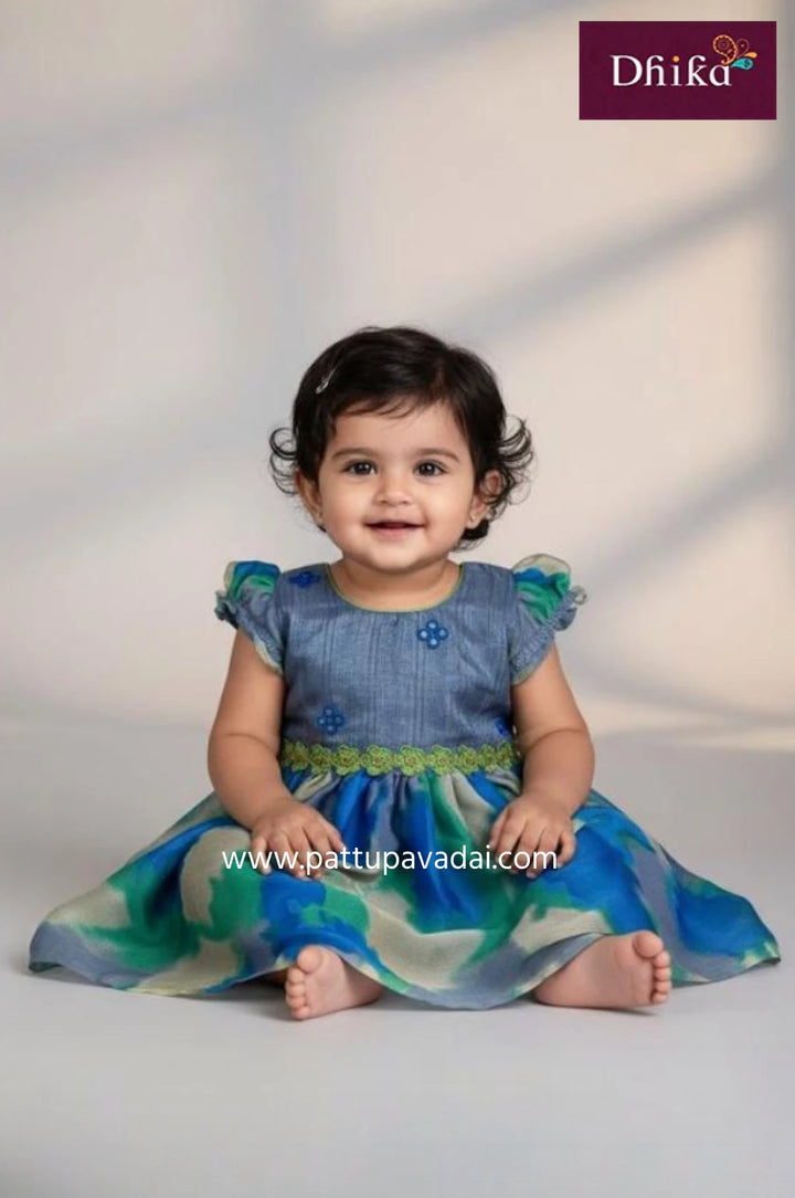 grey and blue frock for kids comfortable everyday wear