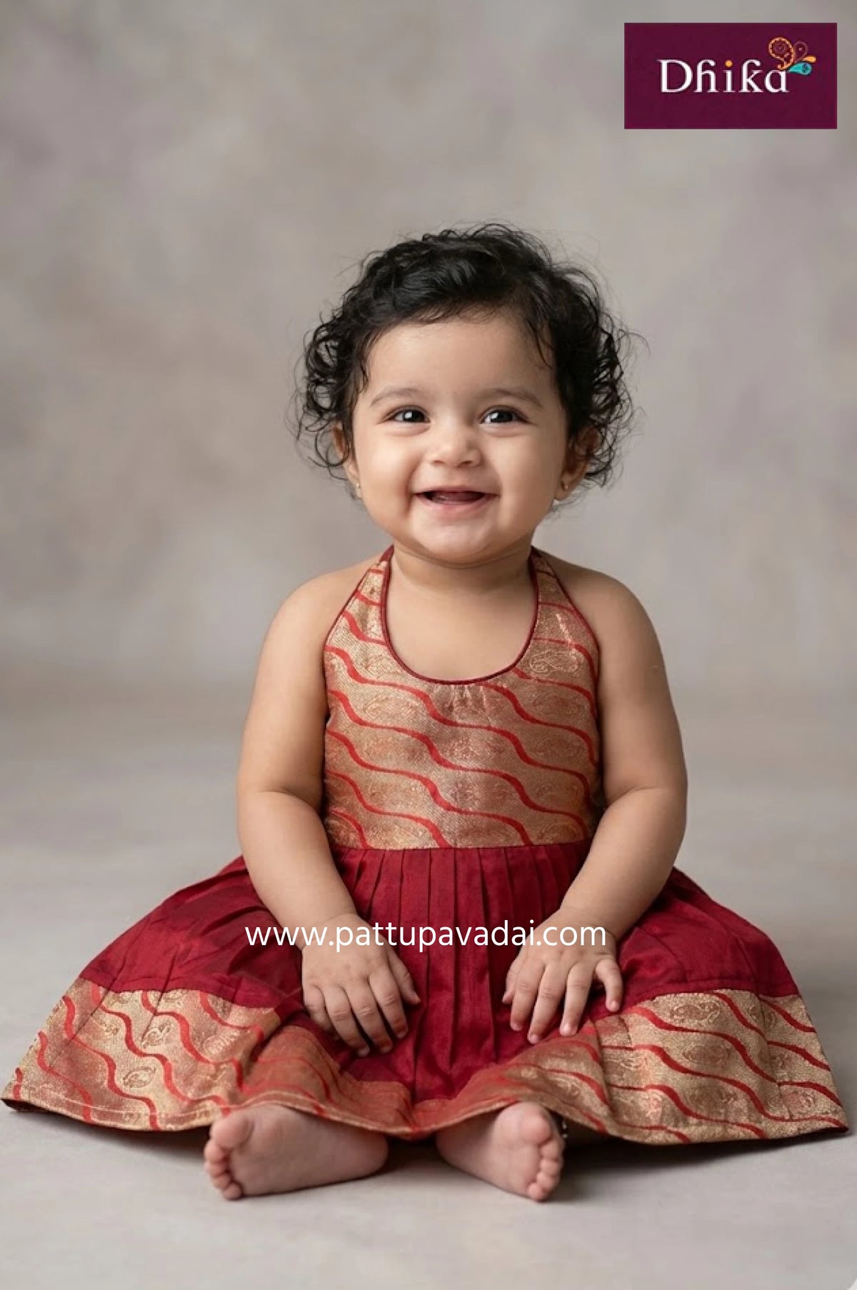 just born maroon silk frock with soft cotton lining for babies