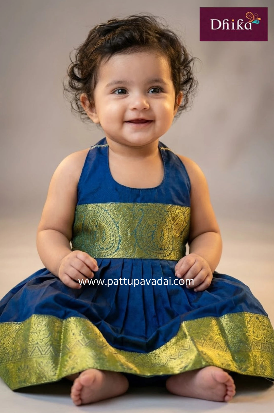 just born peacock blue silk frock elegant party wear for newborns