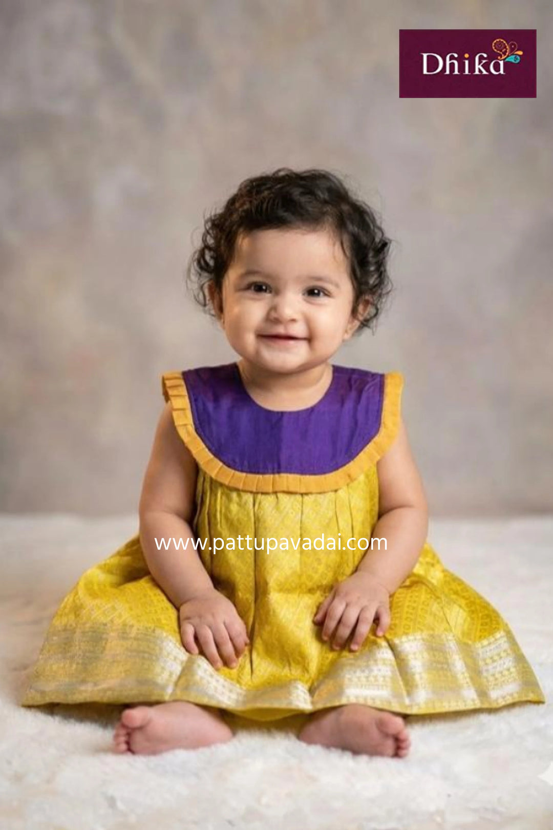 Kids Fancy Frock Violet & Yellow – Elegant Festive Wear Dress
