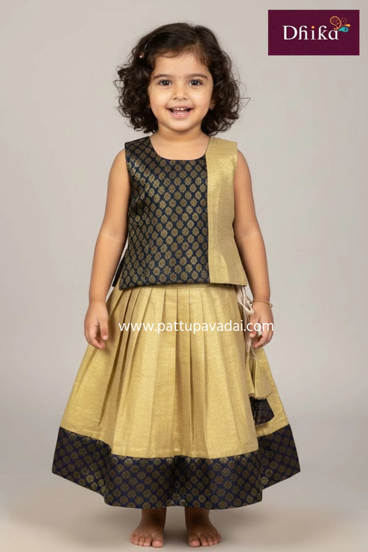 kids black and golden fancy langa traditional ethnic wear