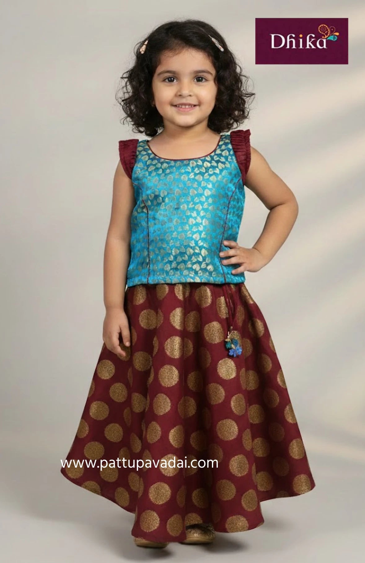 Kids Fancy Langa Maroon and Sky Blue