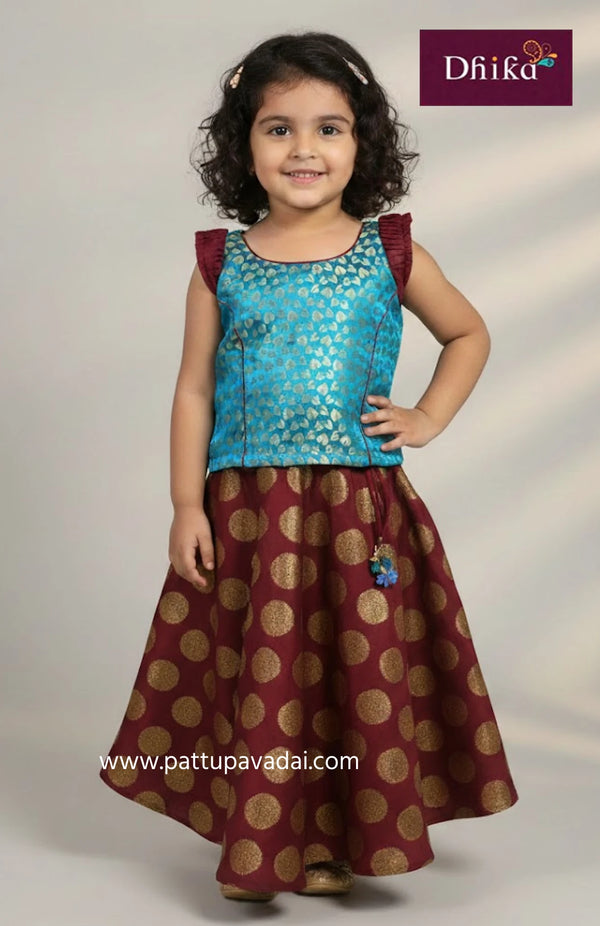 Kids Fancy Langa Maroon and Sky Blue