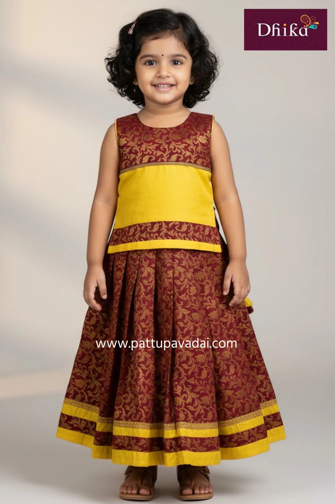 Kids Fancy Langa Yellow and Maroon