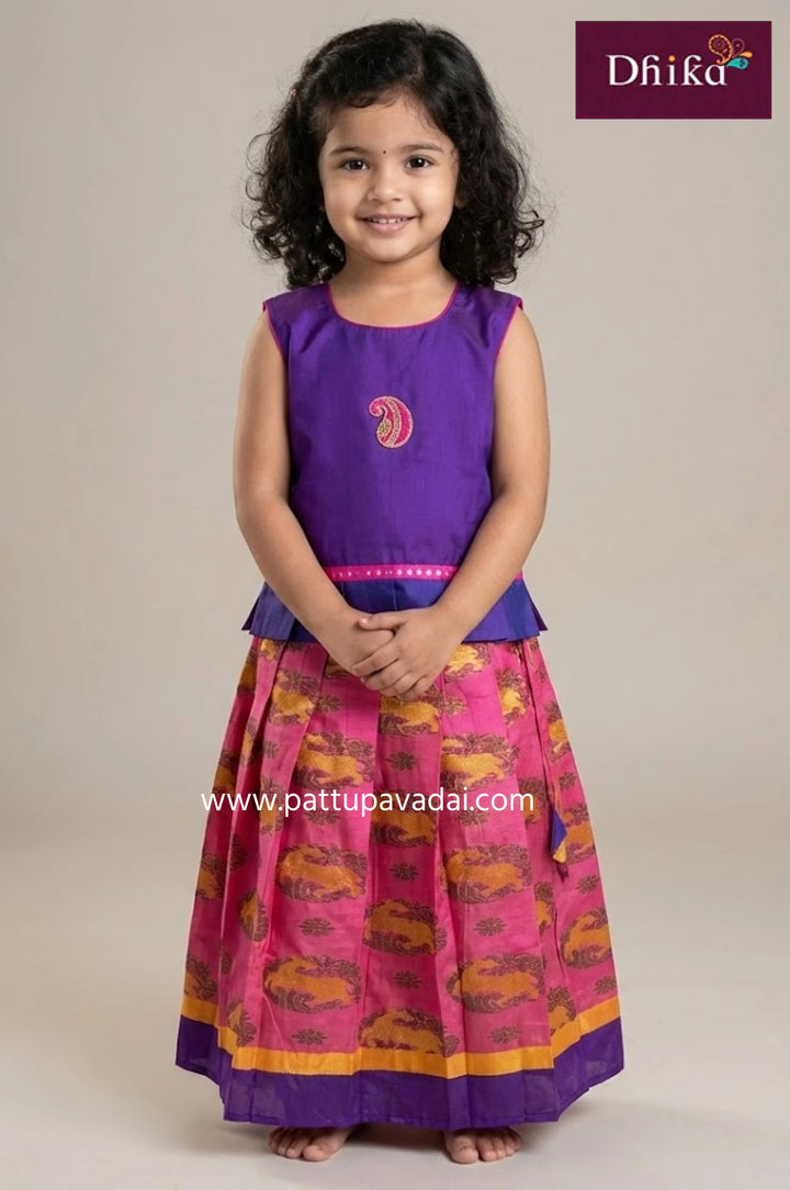 Kids Pink and Violet Fancy Langa