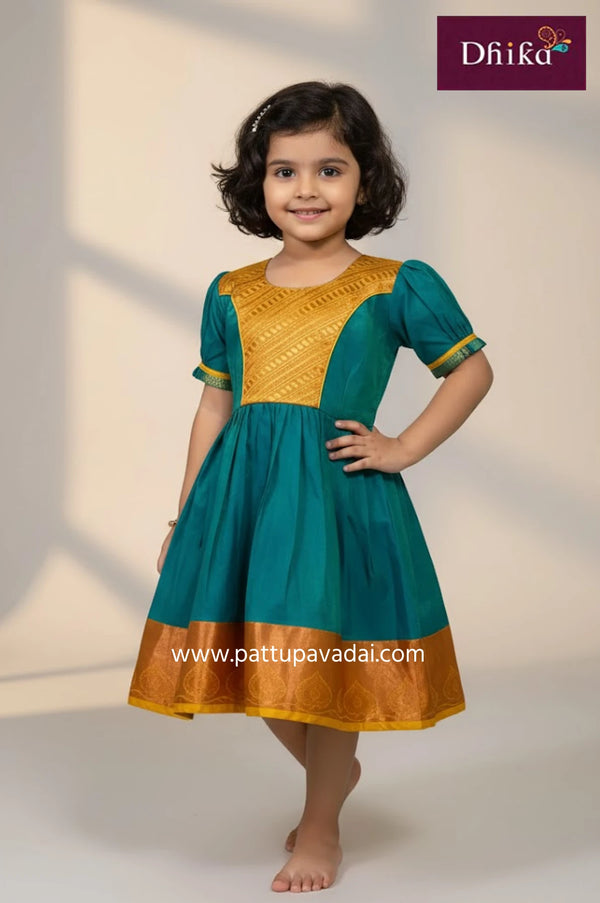 rama blue frock for kids elegant party wear for girls