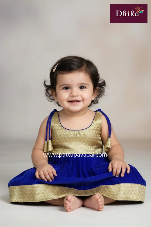 blue silk frock for kids elegant party wear