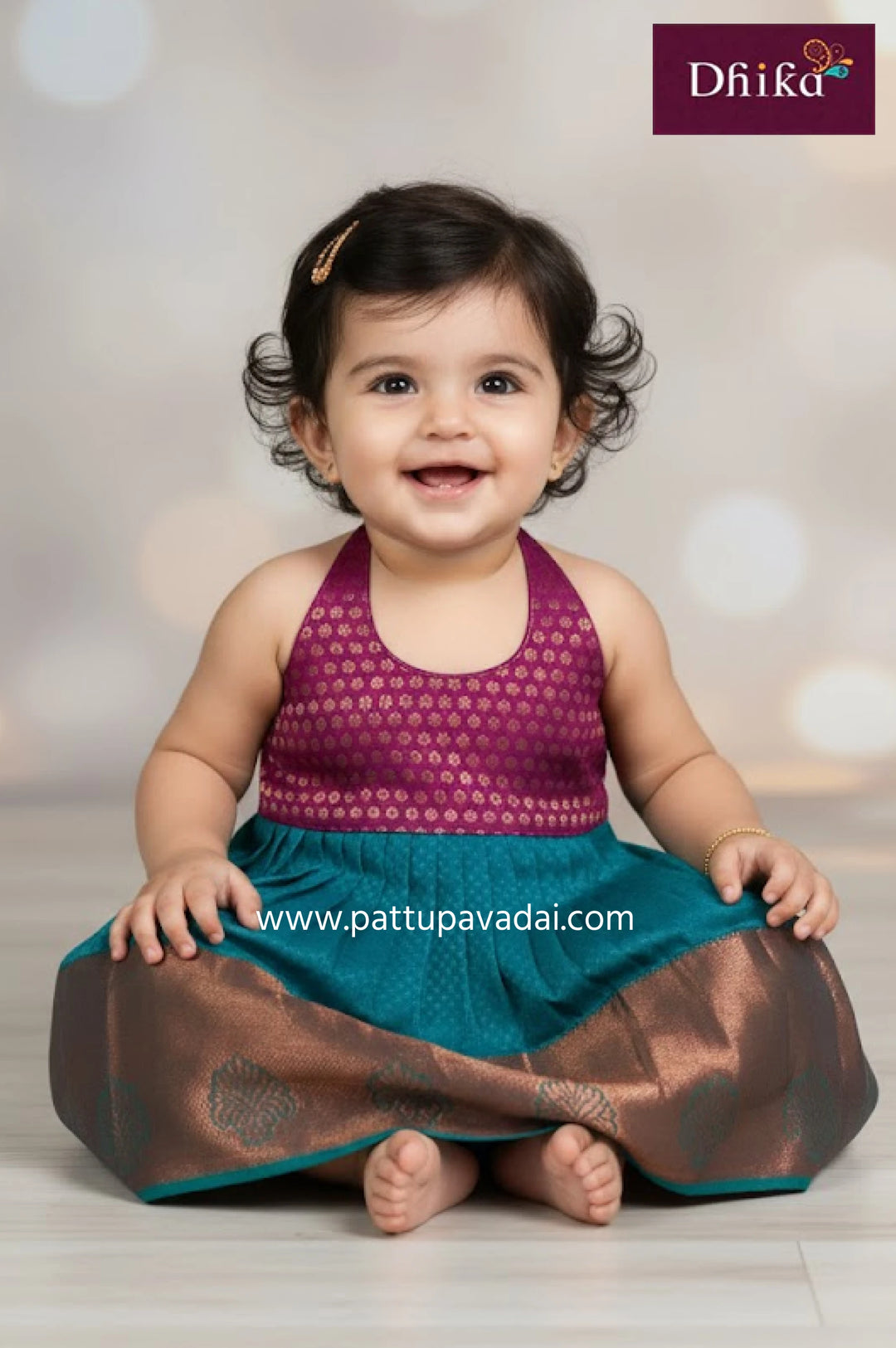 blue and pink silk frock for kids comfortable elegant party wear