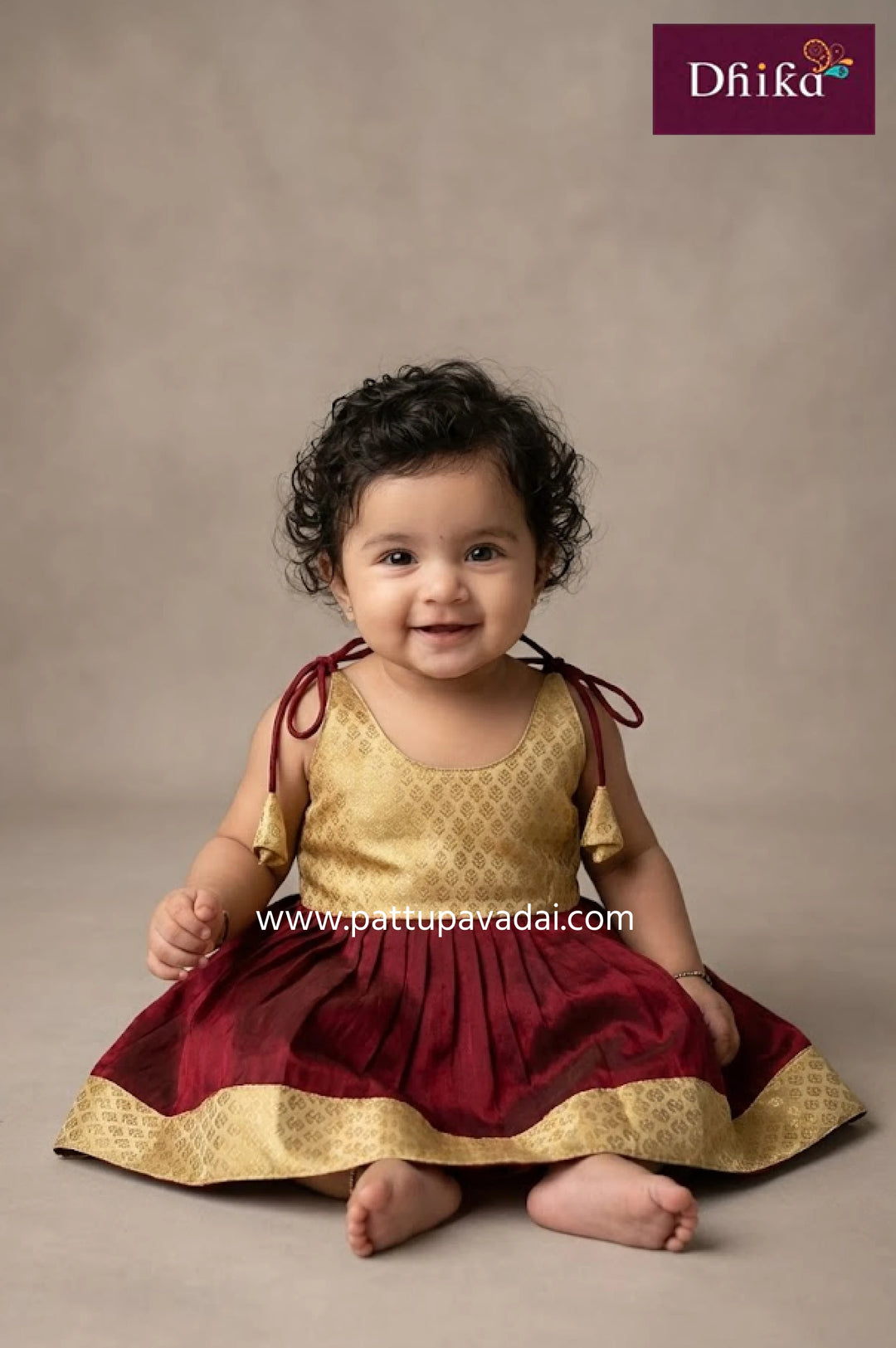 maroon silk frock for kids elegant newborn party wear
