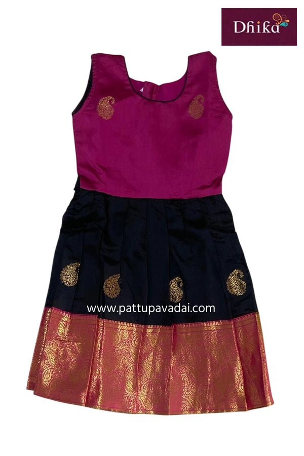 kids pink black silk frock girls festive wear online