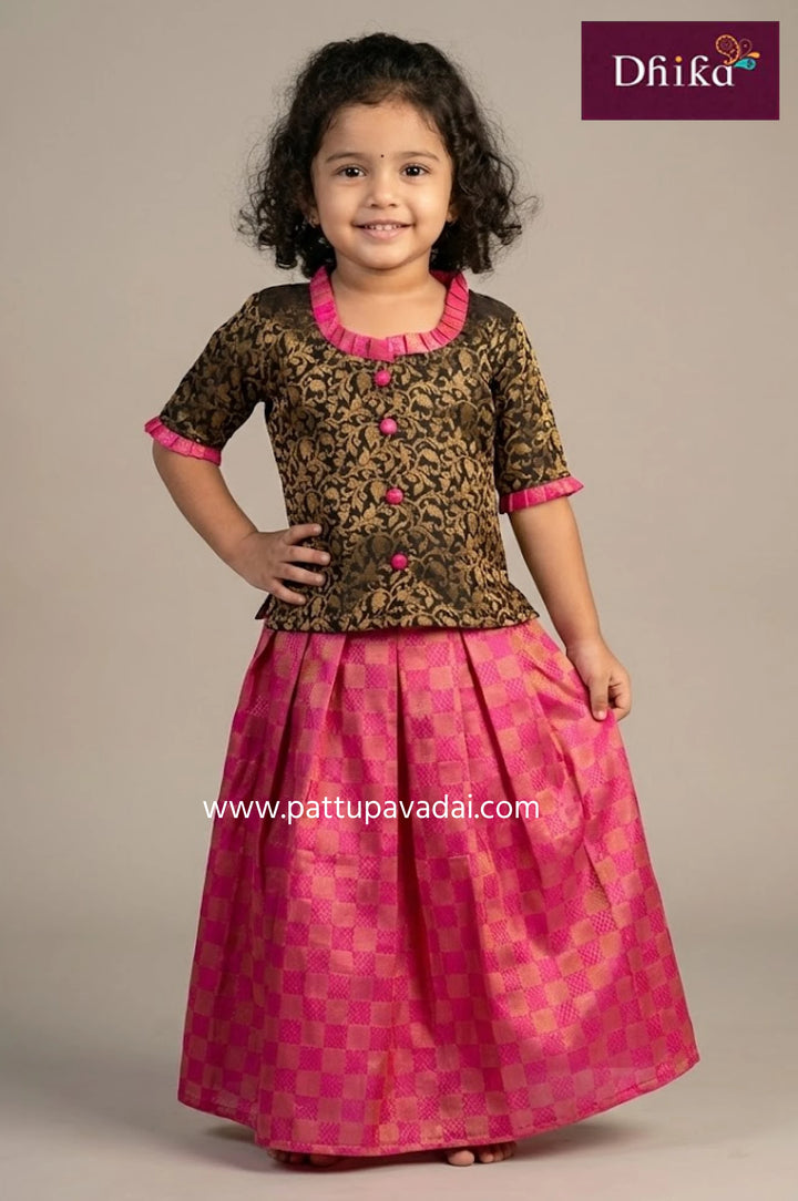 Kids Trendy Pink and Black Fancy Langa