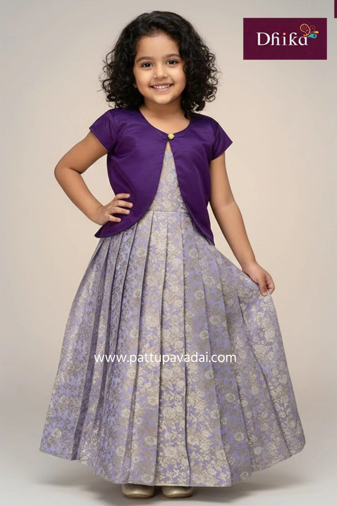 lavender banarasi silk long gown with shrugs elegant traditional party wear gown crafted from premium banarasi silk