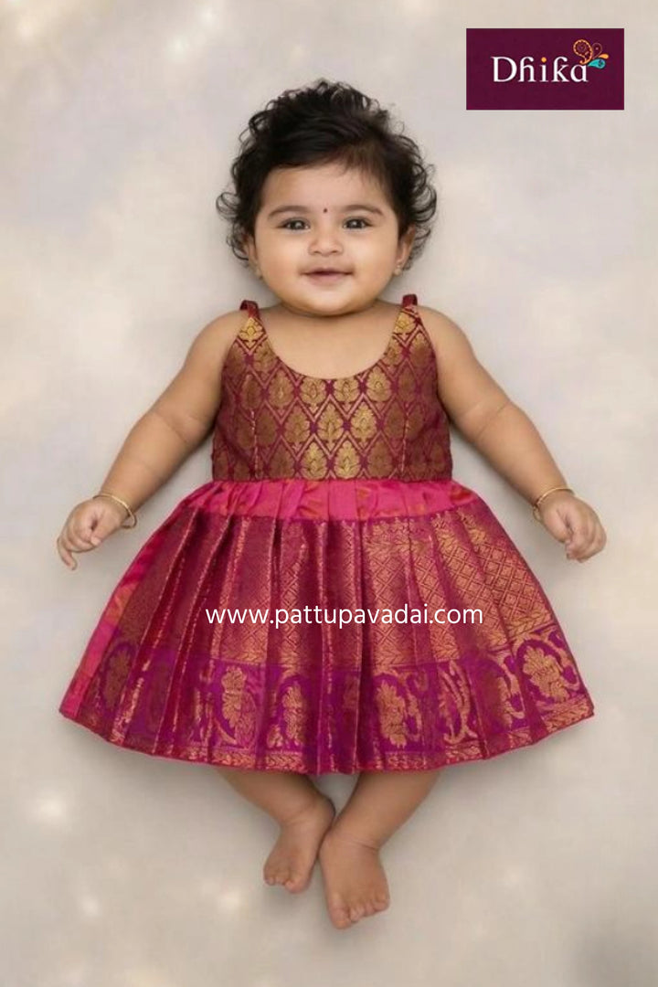 Magenta Silk Frock for Girls – Premium Party & Festive Wear Dress
