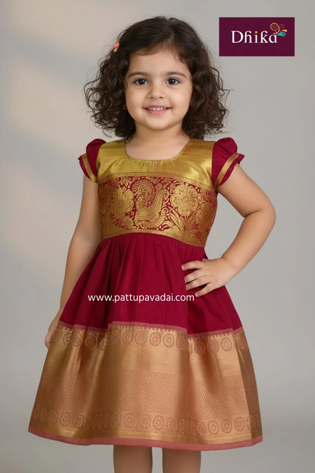 MaroonSilkFrockforGirls_KidsPartyWearDress