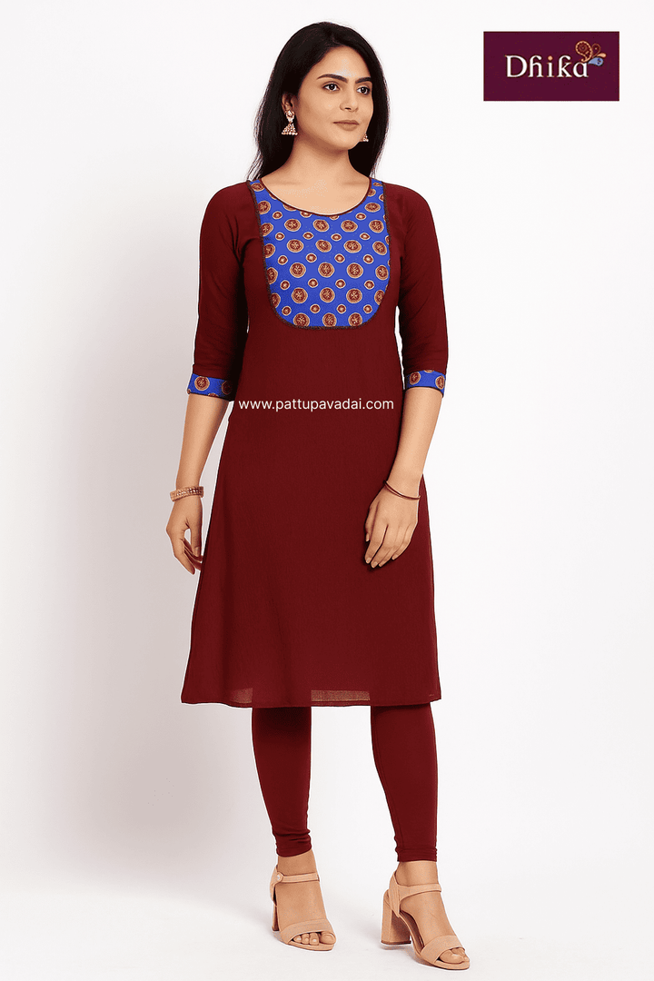 Maroon_Vichitra_Silk_Kurti