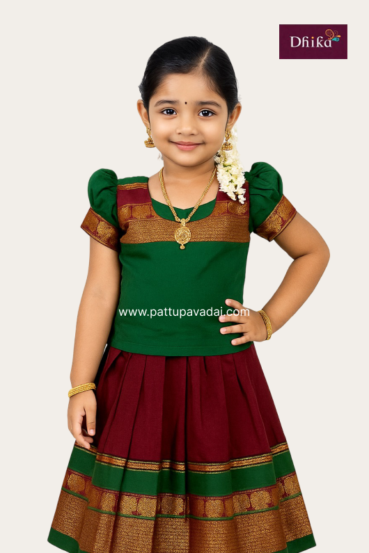 Narayanpet pattupavadai matron and green