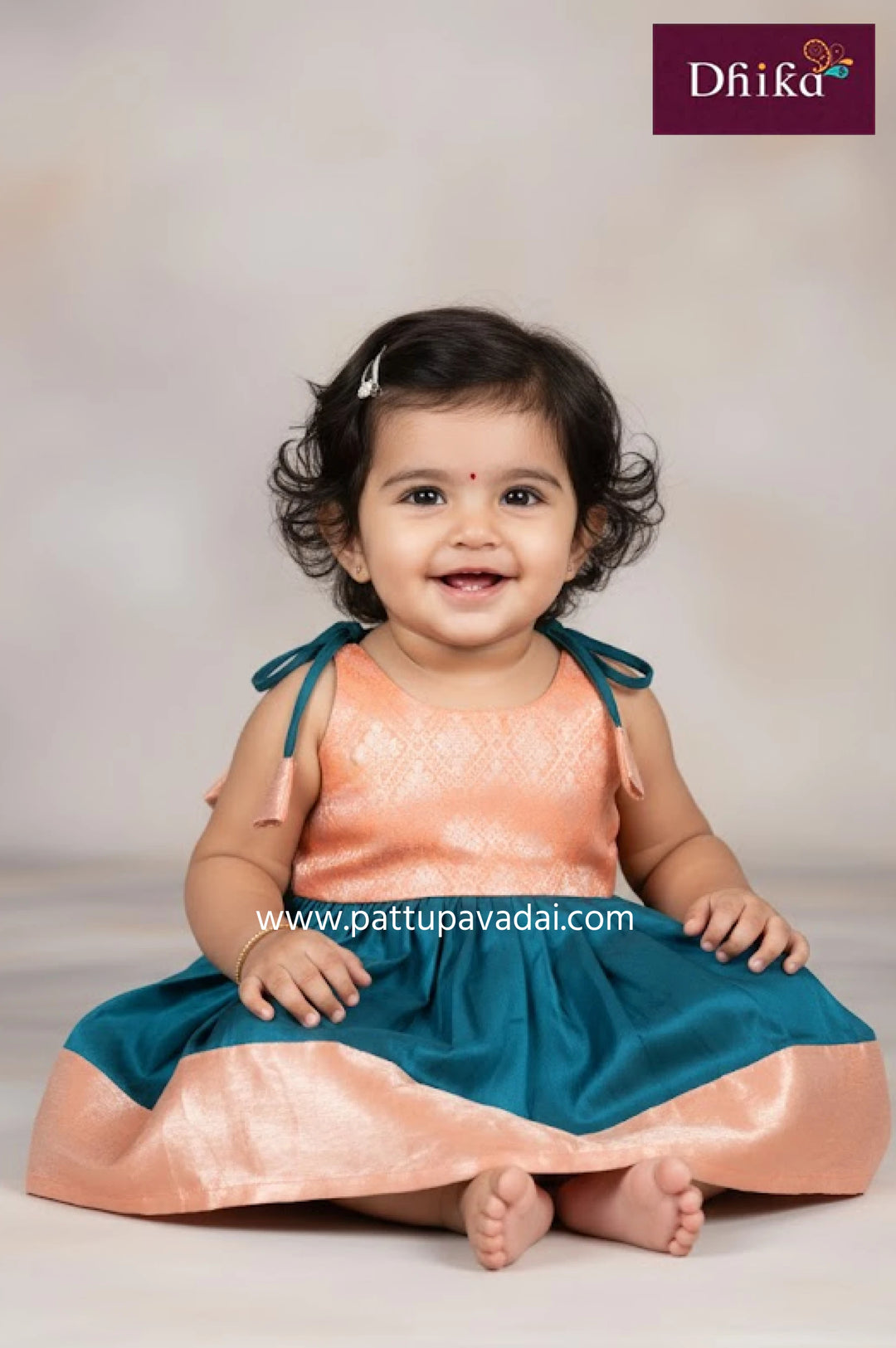 newborn orange pure silk frock elegant party wear