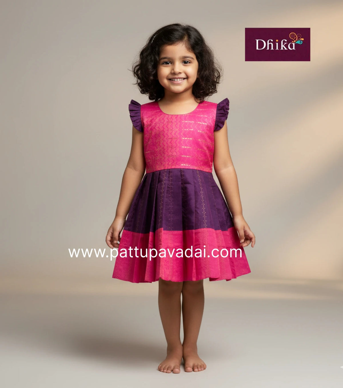 Pink & Wine Silk Cotton Frock for Girls & Kids – Stylish Party & Festive Dress