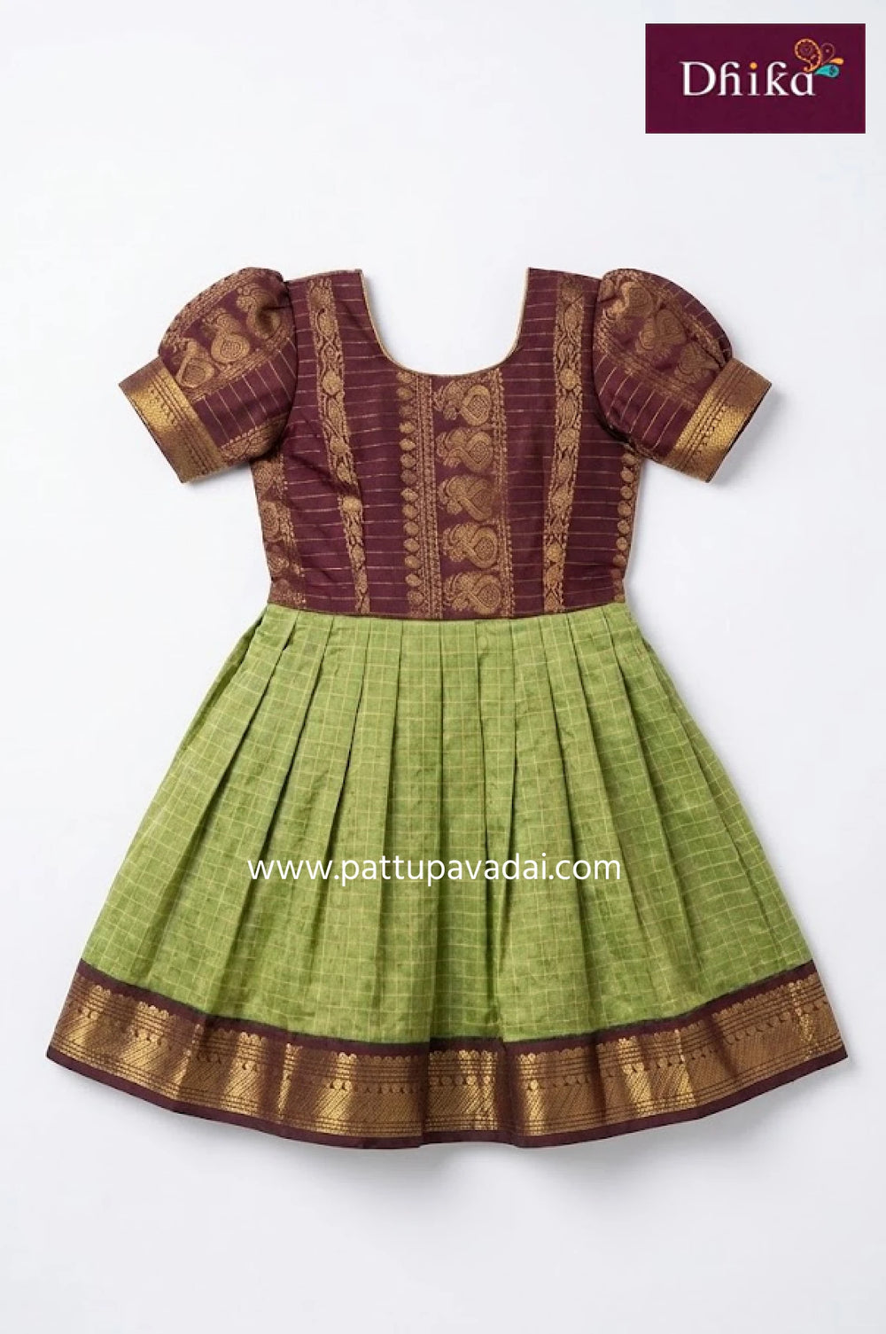 Pure Cotton Frock Green and Maroon – Comfortable Traditional Wear for Kids