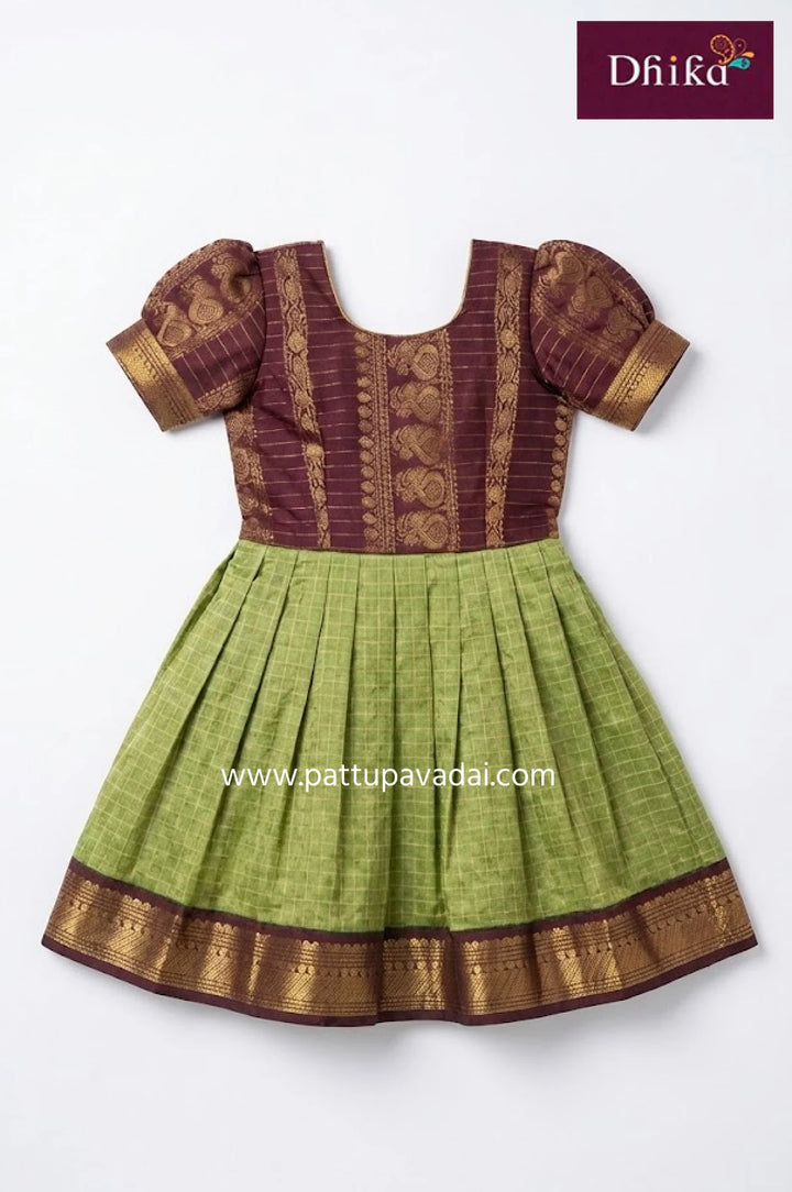 Pure Cotton Frock Green and Maroon – Comfortable Traditional Wear for Kids