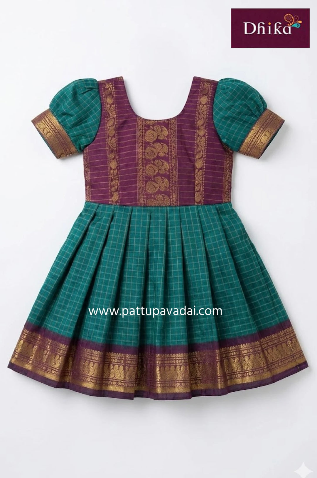 Pure Cotton Frock Peacock Blue and Maroon – Comfortable Traditional Wear for Kids