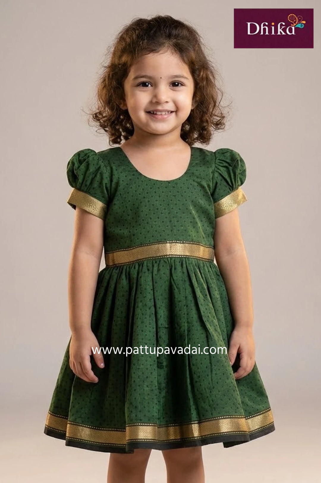 pure cotton leaf green frock for kids soft breathable everyday wear