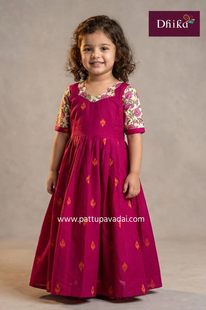 pink pure cotton long gown for kids soft breathable cotton nightwear available online