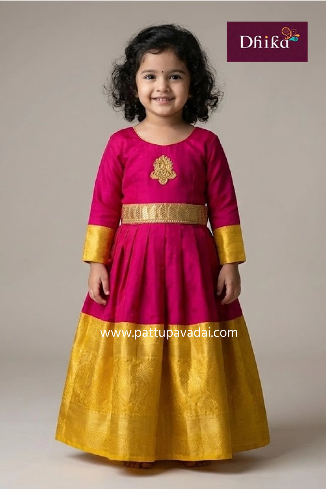 pure silk red and yellow long gown for kids traditional festive wear silk long dress
