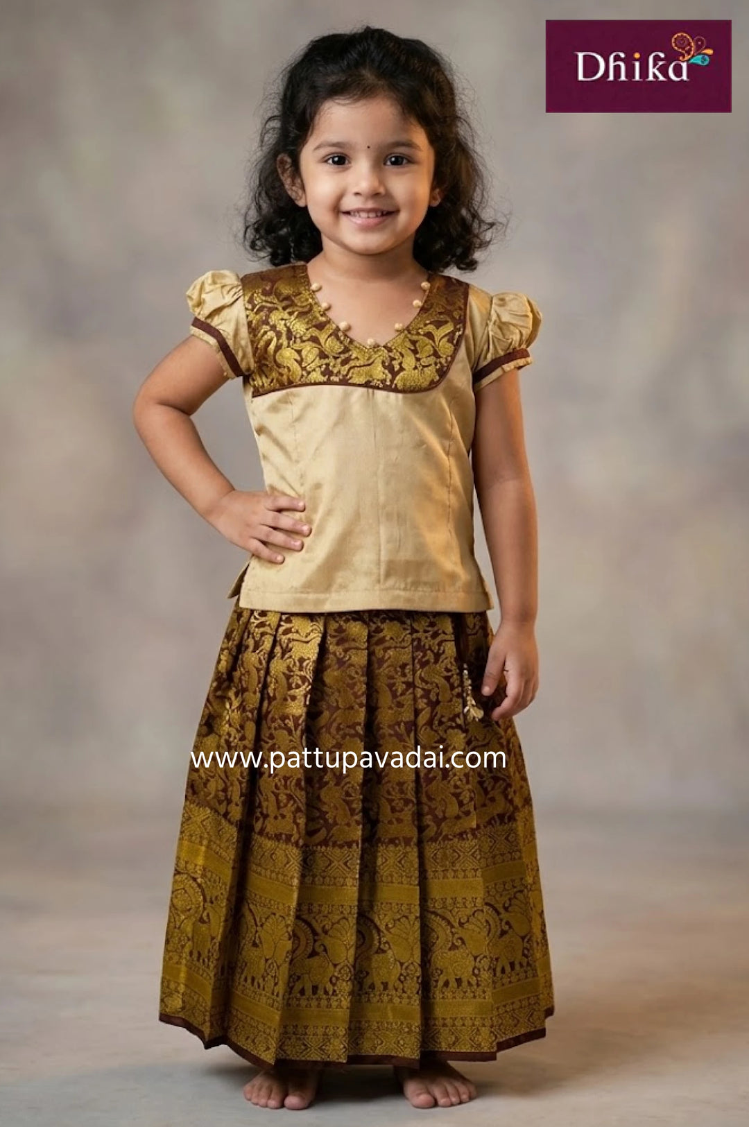 Pure Silk Pavadai Sandal and Brown