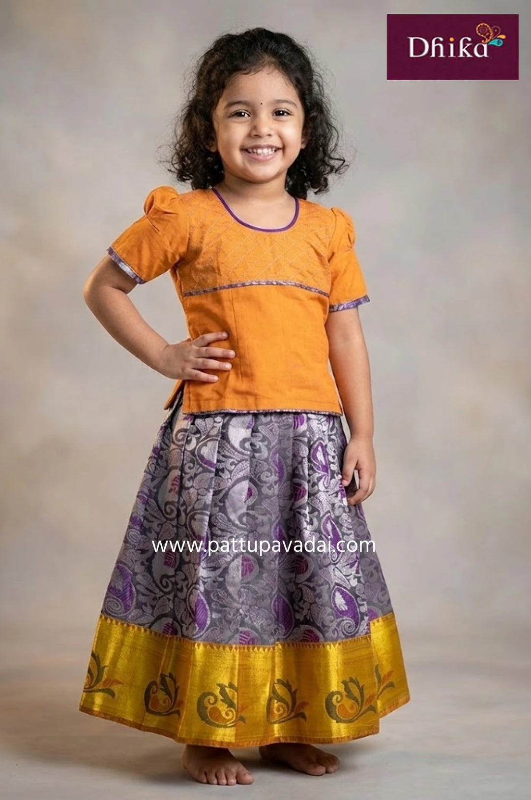 Pure Soft Silk Pavadai Navy Blue and Golden