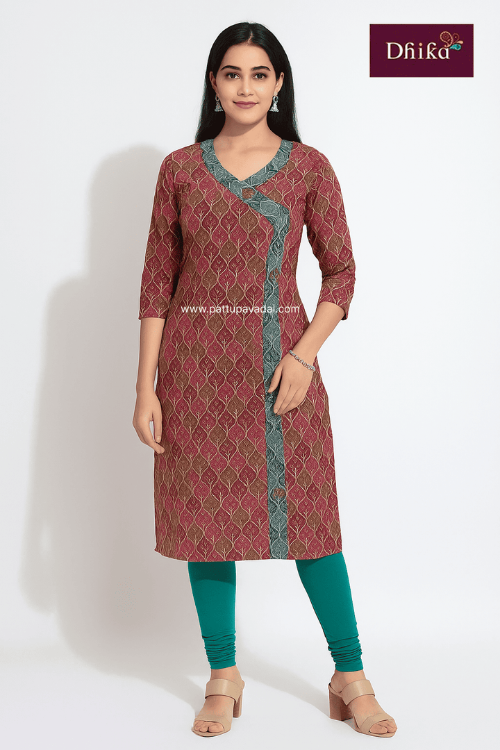 Pure cotton Printed Kurti Pink and Green