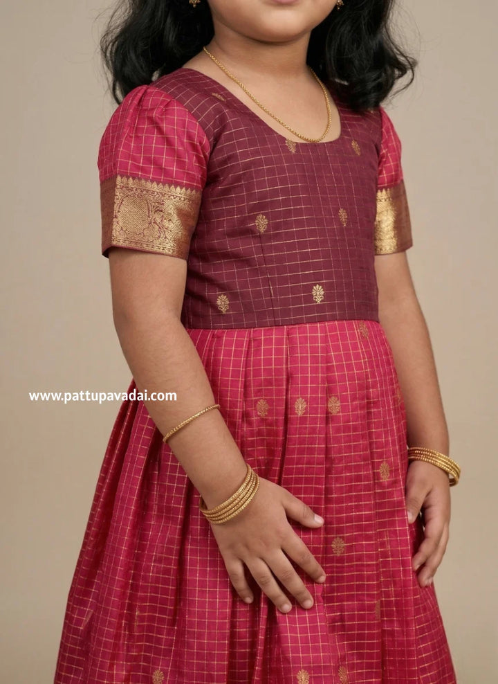 red semi silk long gown for girls traditional ethnic party wear dress