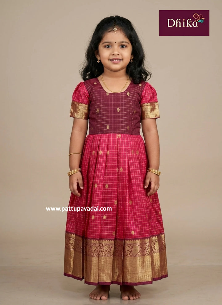 red semi silk long gown for girls traditional ethnic party wear dress