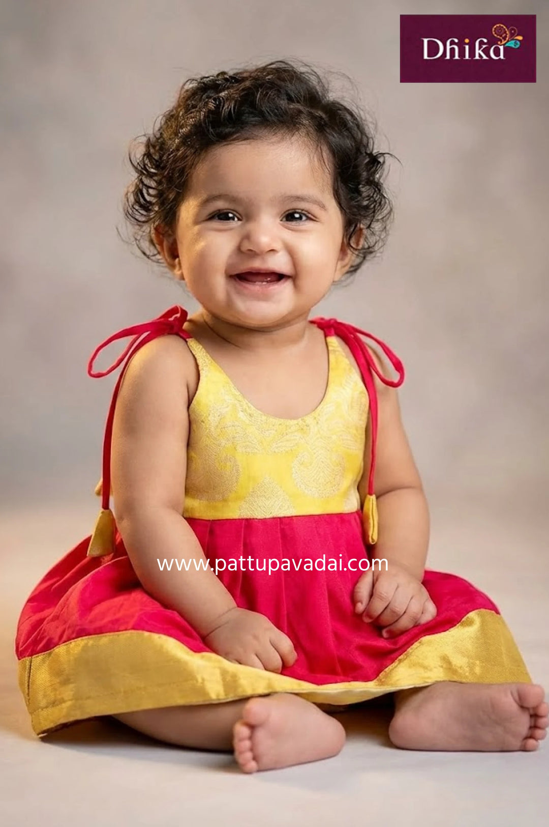 sandal and red pure silk frock for kids elegant party wear
