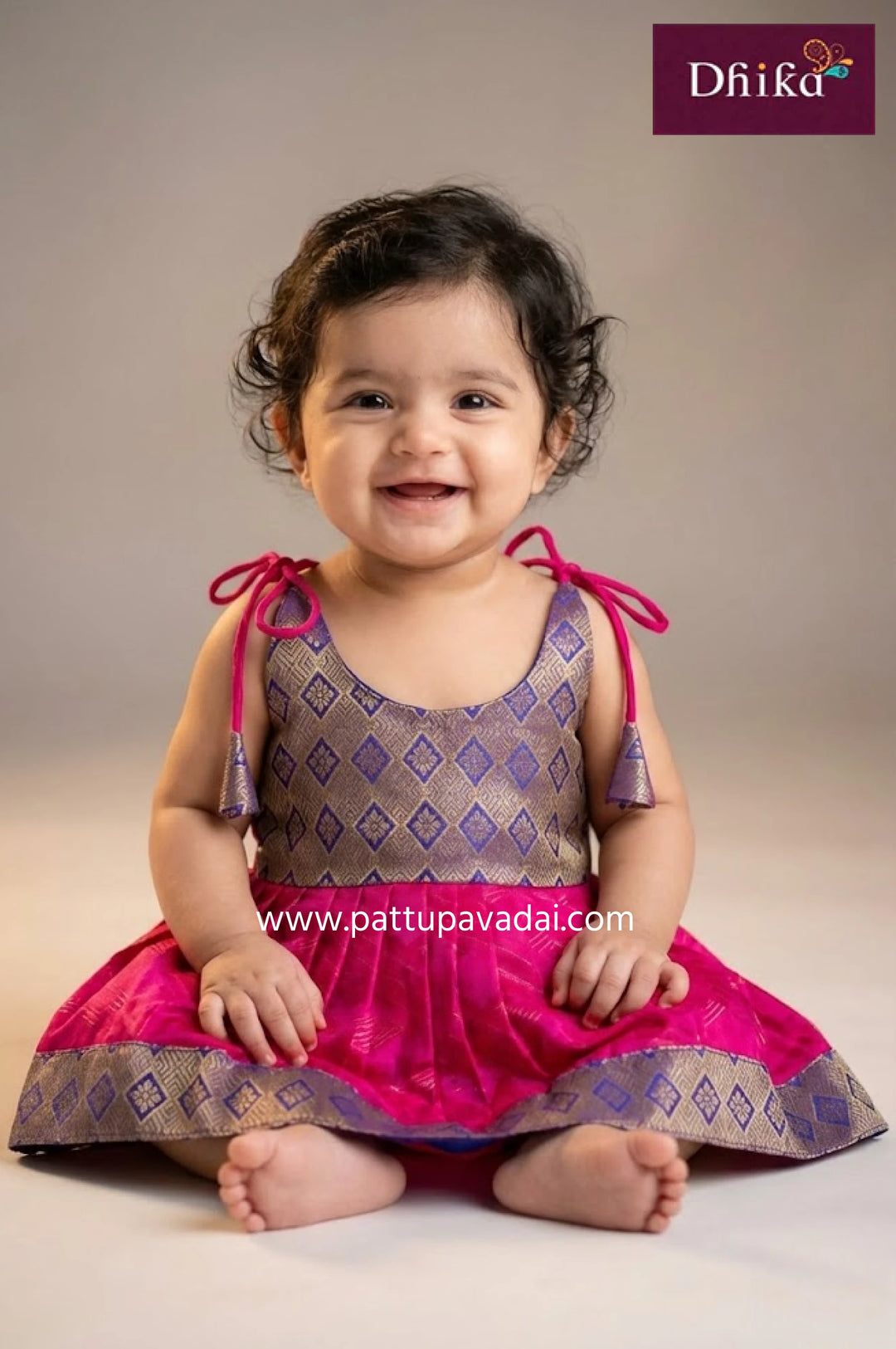 pink and blue silk frock for kids elegant party wear
