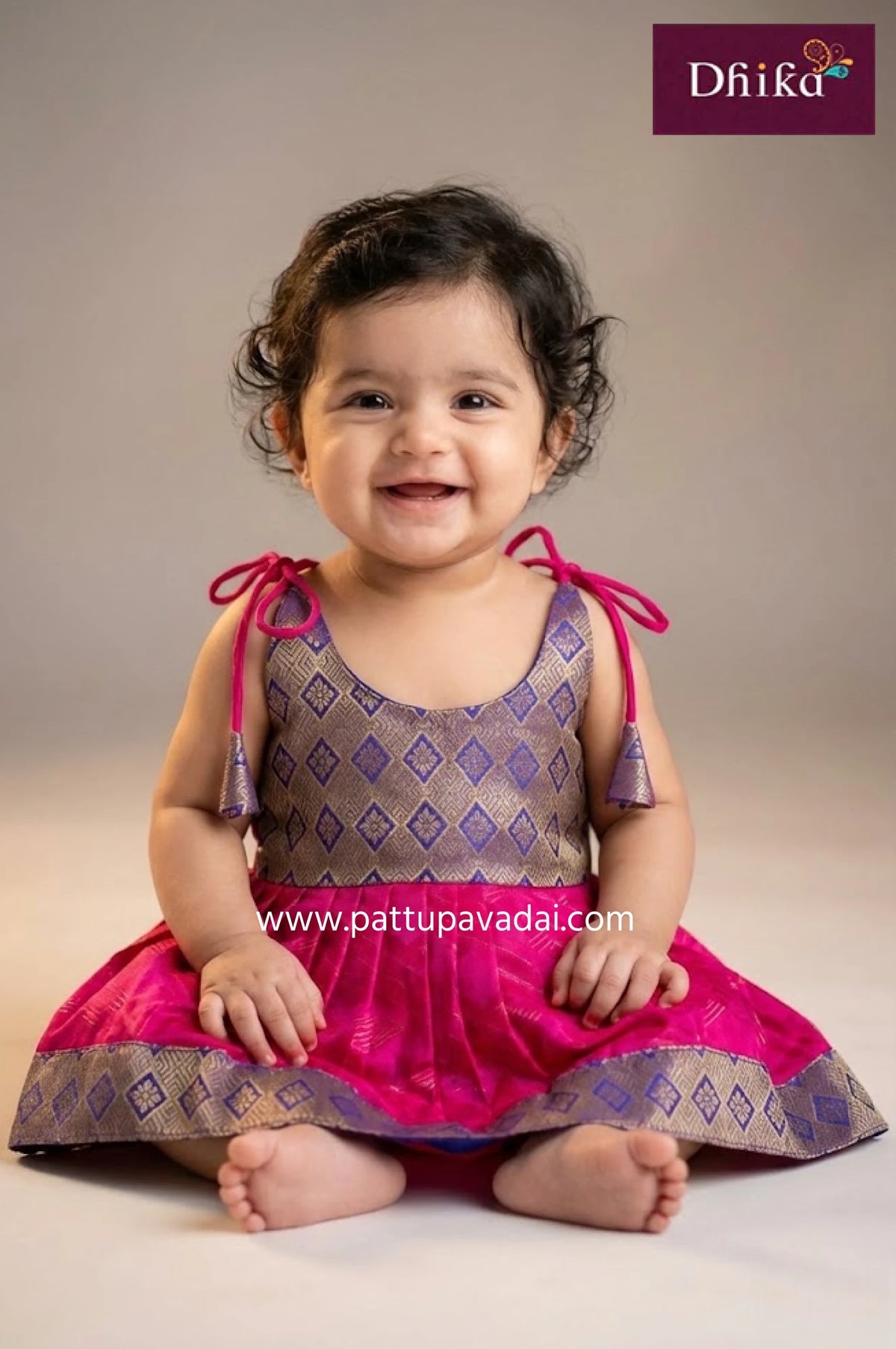 pink and blue silk frock for kids elegant party wear