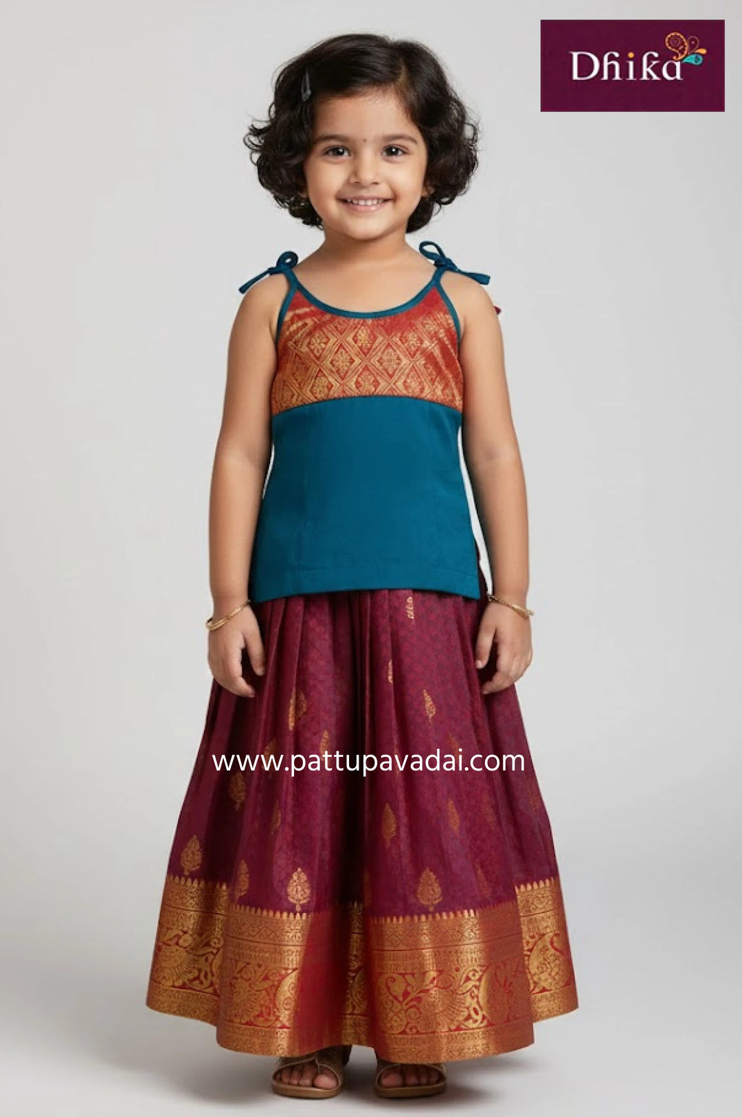 Soft Silk Pavadai Maroon and Blue
