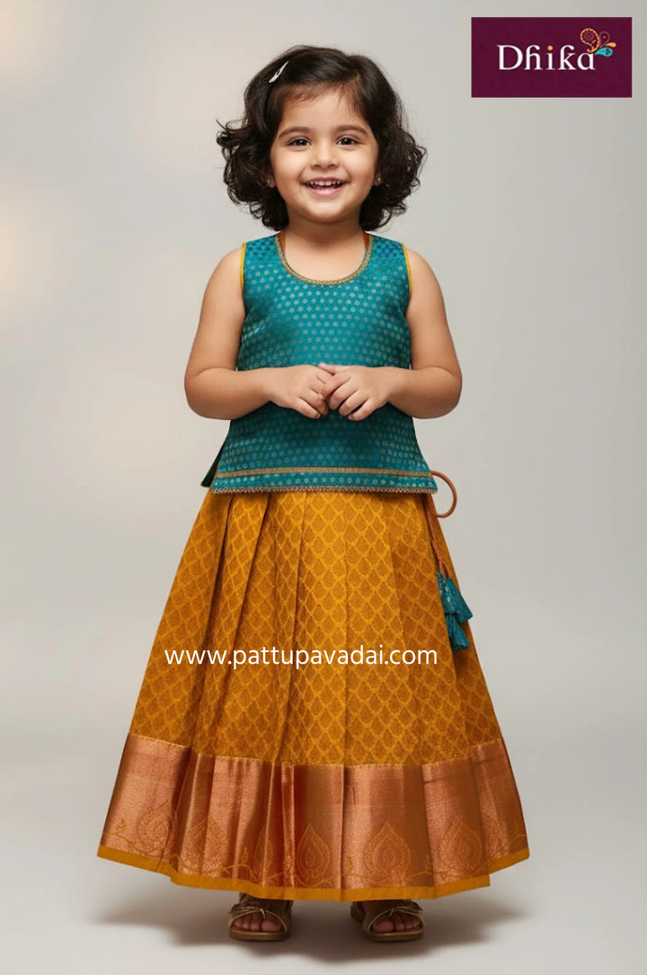 Soft Silk Pavadai Yellow and Rama Green